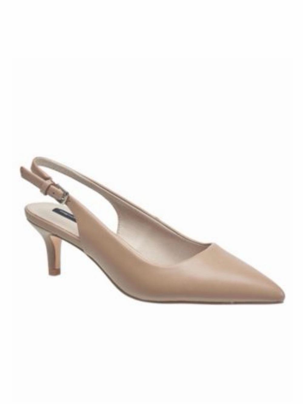 French Connection Nude Pointed-Toe Slingback Kitten Heel Pumps Size 6